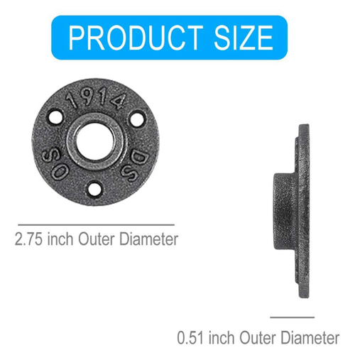 Flange de tubo de ferro fundido maleável de 3/4 polegadas, tubo preto de 3/4 polegadas 2