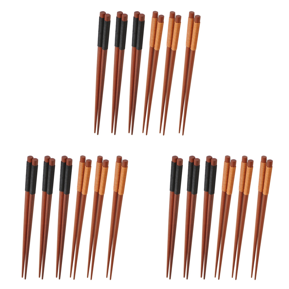 6 Paar Houten Eetstokjes, Herbruikbaar, Vaatwasserbestendig, Antislip-image