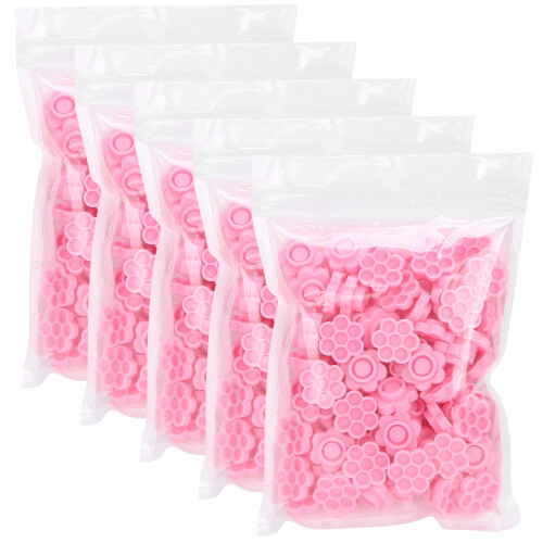 500pcs Pink Flower-Shaped Eyelash Glue Cups, 1.8x1.6cm 1