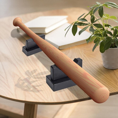 Baseball Bat Stand, Soft Lining Holder for Space Saving Display, Multifunctional Black Bat Rack for Bookshelf Organization 1