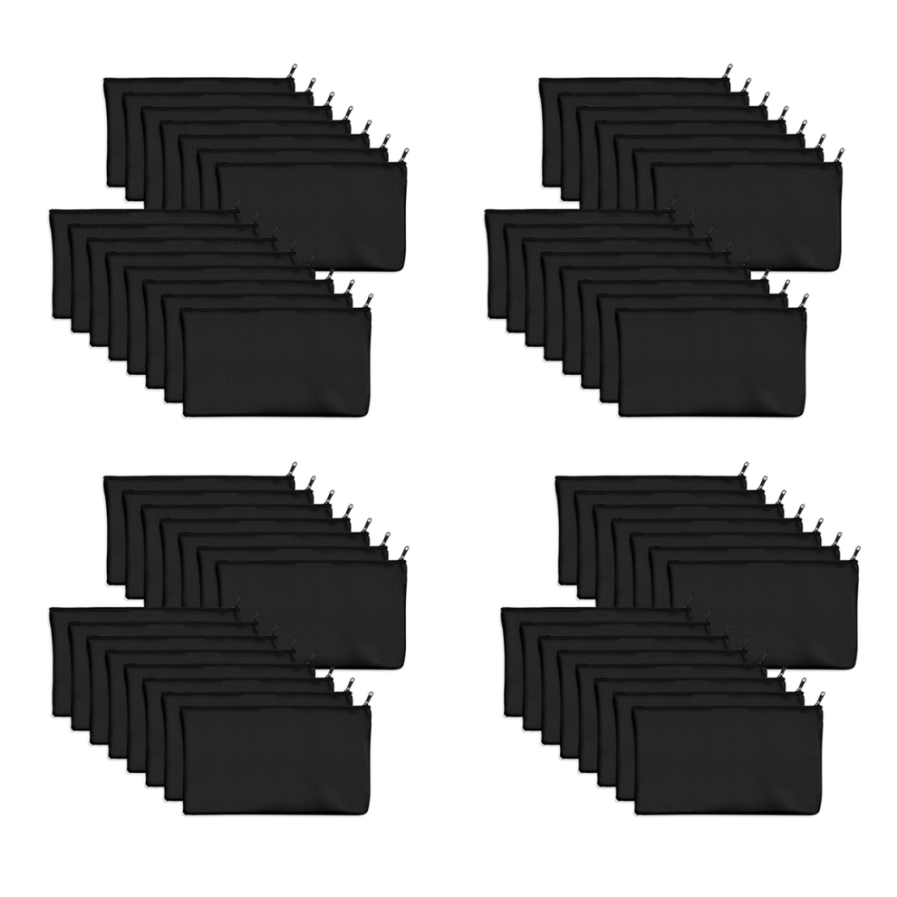 15 Stuks Zwarte Blanco Canvas Tas 8,3 X 4,7 Inch Opbergtas Voor Kantoorbenodigdheden Met Rits-image