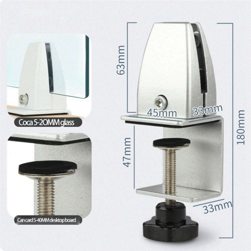 2 Pcs Office Desk Divider Clamp Privacy Screen Clip Holder -Silver 2
