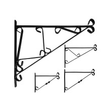 (Medium - 15", 36) Elixir Gardens Heavy Duty Wrought Iron Wall Bracket for Hanging Basket S, M, L, XL - Black