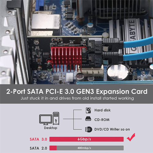 Adapter PCIe do 2 portów SATA 3.0 6 Gb/s SSD PCI-E PCI Express 2