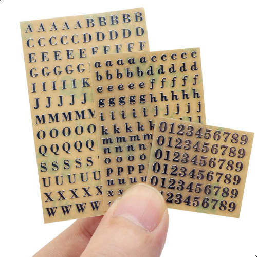 6 folhas pequenas de adesivos de alfabeto e números de 0,12 polegadas com glitter (3 mm) 2