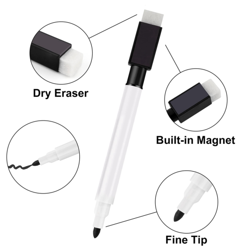 48Pack Whiteboard Markers Dry Erase Marker with Eraser Cap Black 2