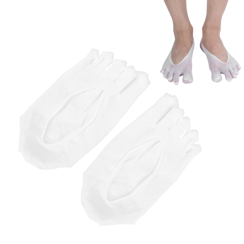 Women Toe Socks No Show Low Cut Thin Breathable Non Slip White