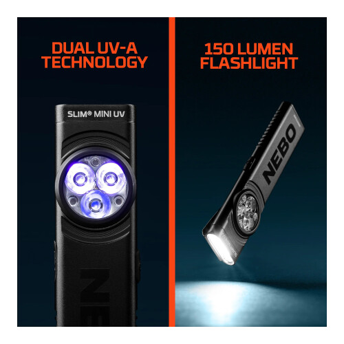 Nebo Slim Mini UV Rechargeable LED Flashlight (Black) 150 Lm 2