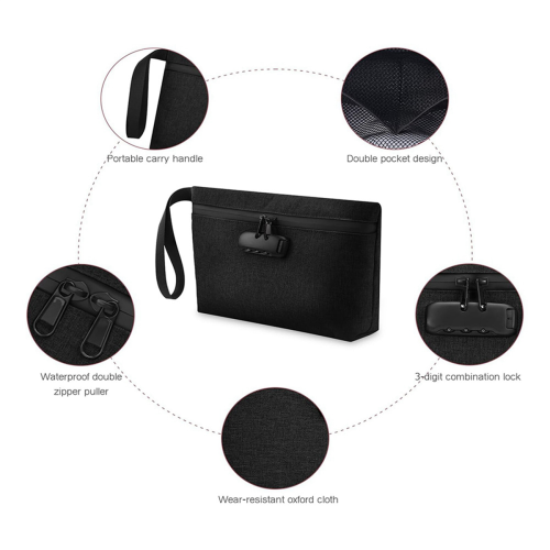 Bolsa de banco à prova d'água com zíper e trava para dinheiro, celular B 2