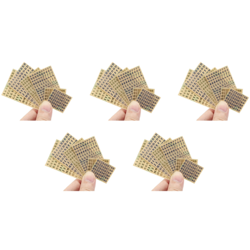 6 folhas pequenas de adesivos de alfabeto e números de 0,12 polegadas com glitter (3 mm)