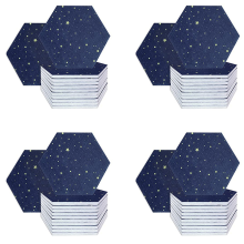 Pacote com 12 painéis acústicos hexagonais para tratamento acústico de estúdio