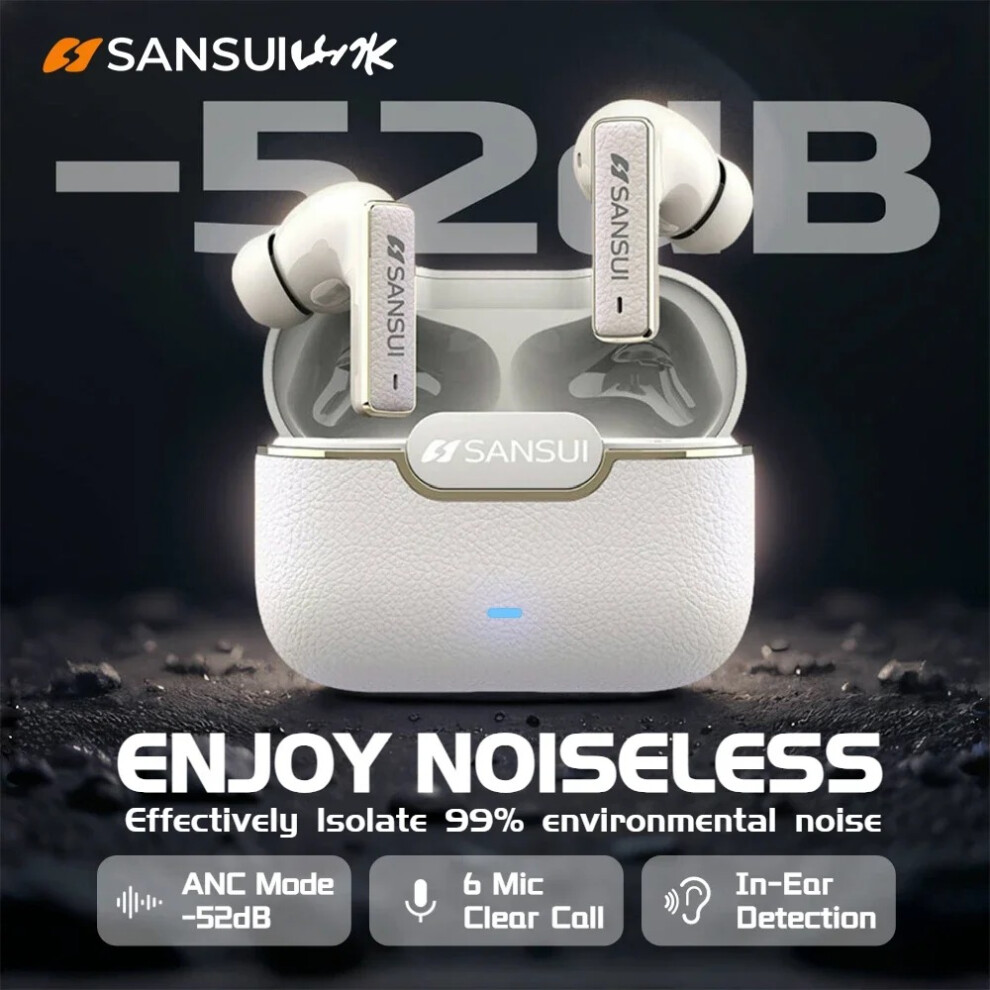 Sansui Anc Bluetooth Tws Earbuds -52Db Active Noise Cancelling Bluetooth 5.4 Headphone Ture Wireless Earphones 6 Mic Hd Calls 6954170017693