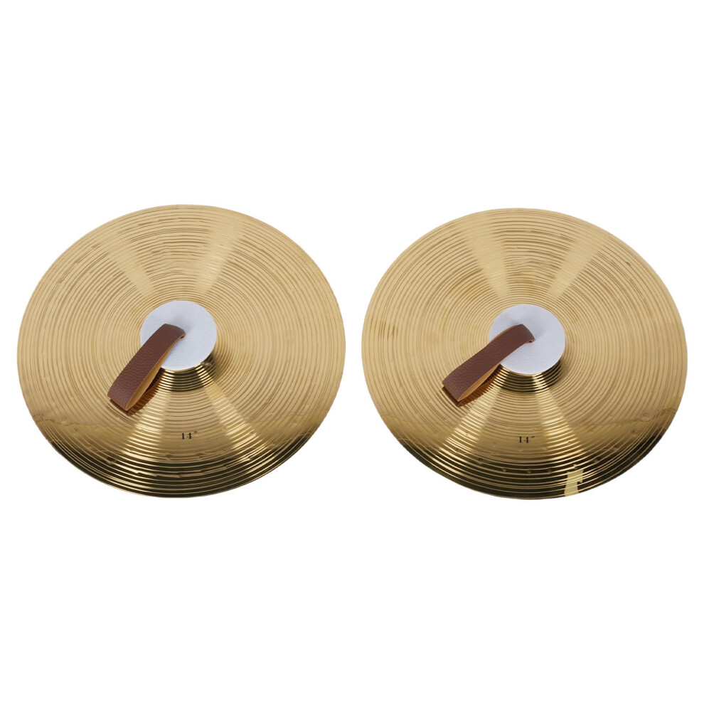 1 Pair 14 Inch Drum Cymbals with Straps Alloy
