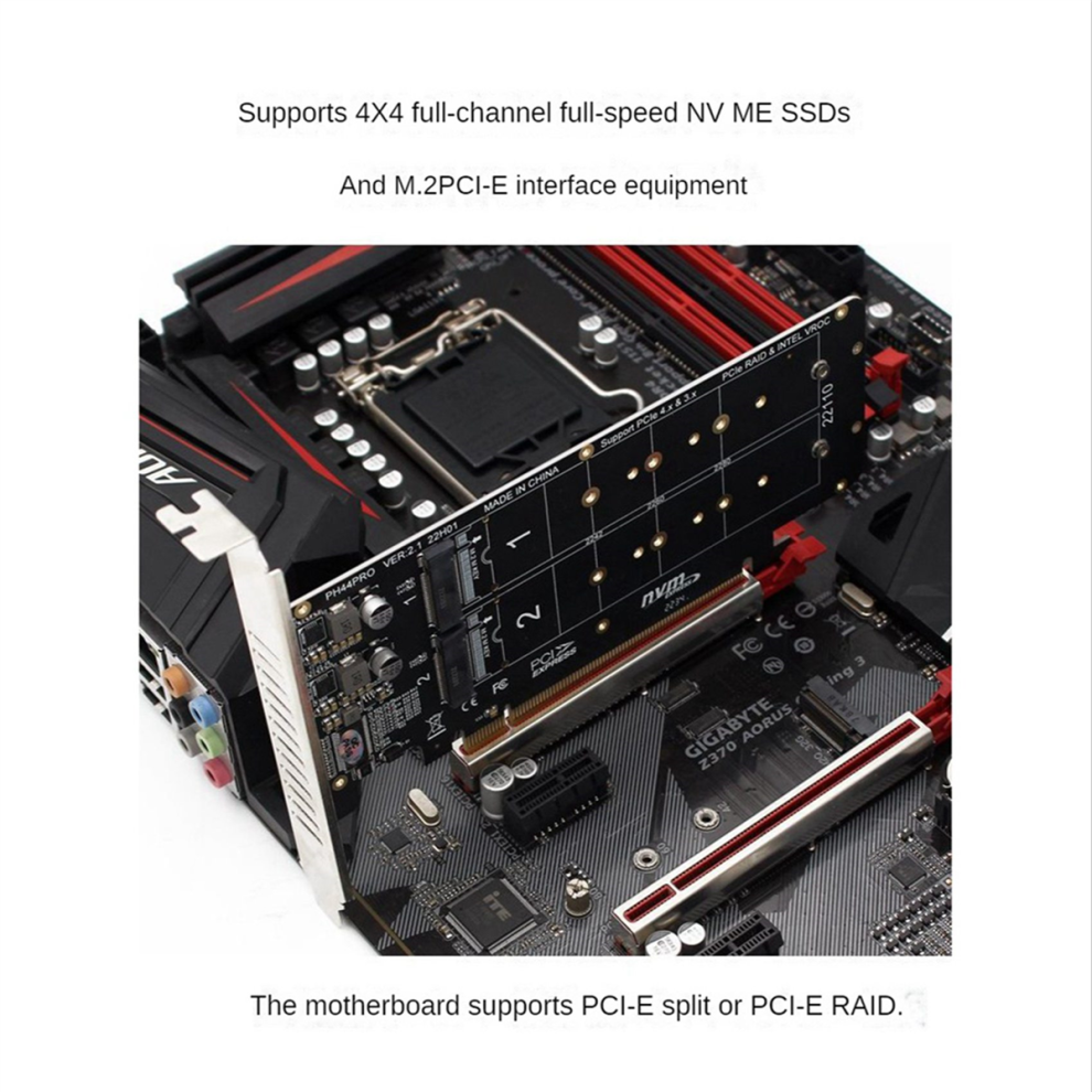 Pcie 4.0 Dual-Disk Pciex16 Naar M.2 M-Key Nvme Ssd-Uitbreidingskaart-image