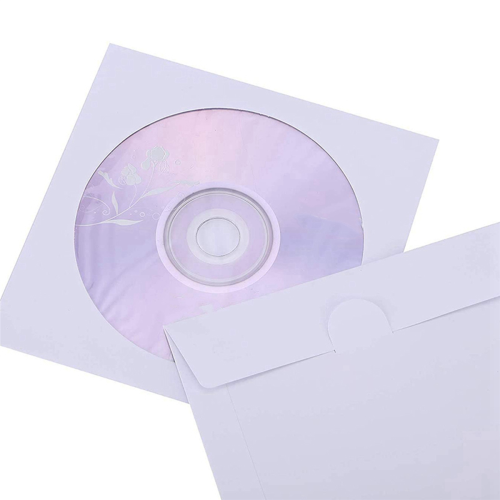 Porta buste di carta per DVD e CD con chiusura trasparente, confezione da 100 2