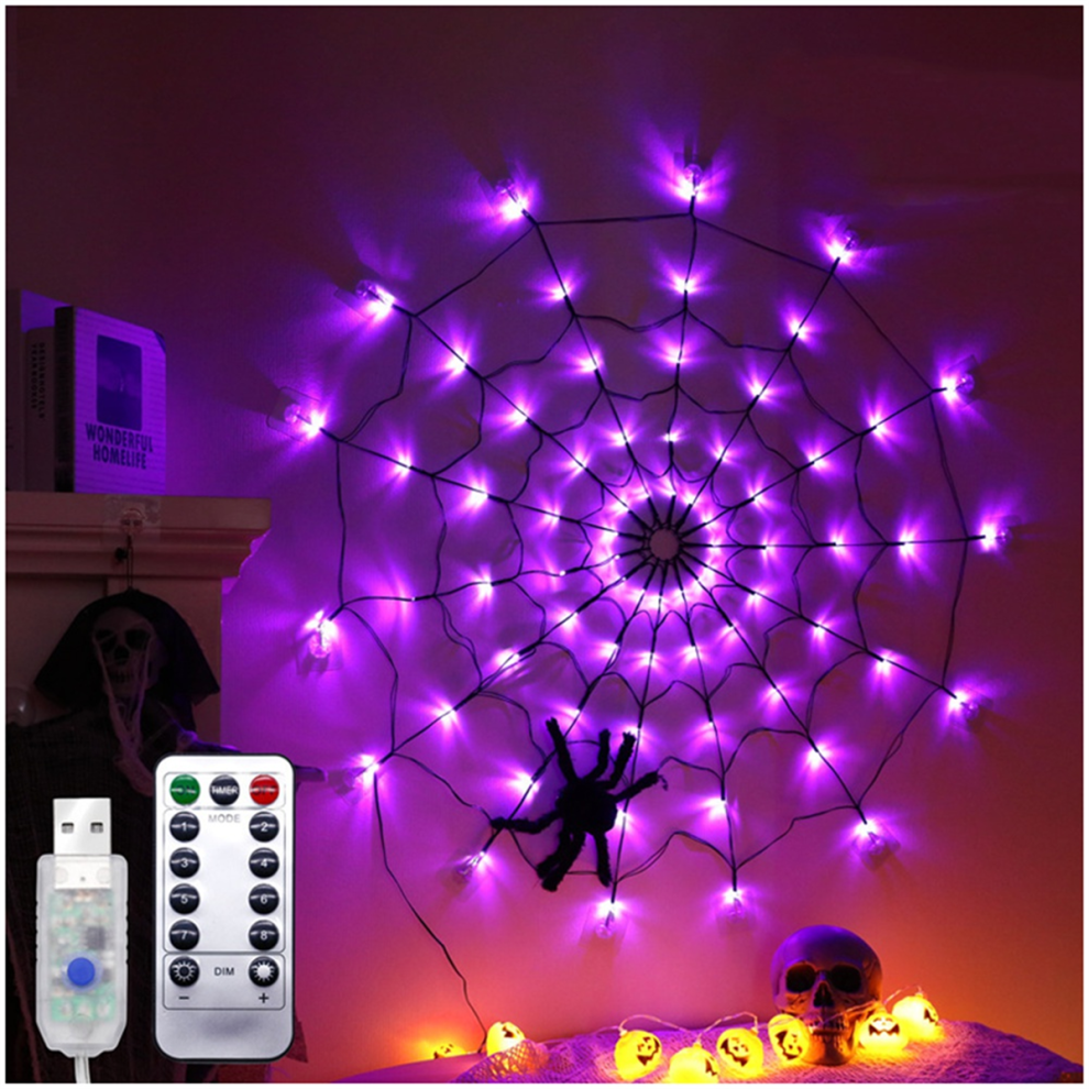 Luci Di Halloween A Forma Di Ragnatela, Usb, 8 ModalitÃ , Luci Da Parete A Forma Di Ragnatela, B-image