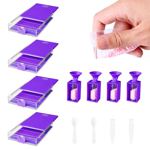 12er-Packung Trabricks stapelbare Diamond Art Tabletts mit Deckel, B 1