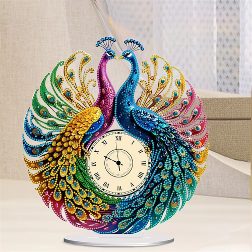 Κιτ διακοσμητικών ρολογιών PeacockShape Diamond Art που λειτουργεί με μπαταρία 2