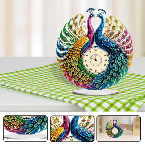Κιτ διακοσμητικών ρολογιών PeacockShape Diamond Art που λειτουργεί με μπαταρία 1