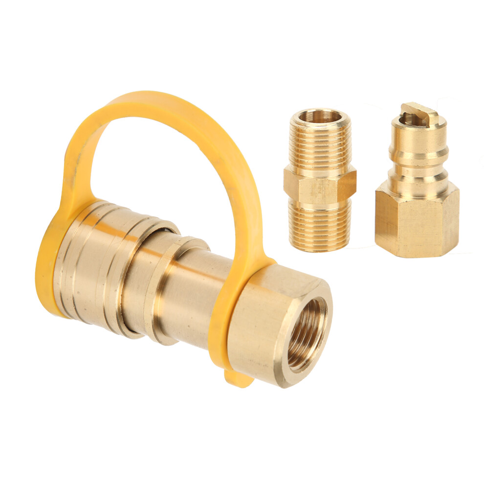 3/8In Brass Propane Gas Quick Connect Fittings With Shutoff Valve Easy Setup 7891340696076