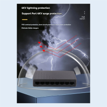 Switch PoE Switch di rete Ethernet a 8 porte Adattatore iniettore PoE 6+2