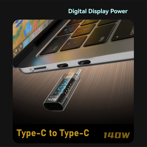 USB C adaptér, LED displej s výkonom, tester, čierny 1