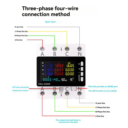 KWS-306L Vermogensmeter RS485-versie AC-energie Vermogen Voltmeter Spanning