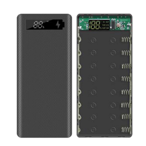 Θήκη τροφοδοσίας μπαταρίας 18650 με οθόνη LCD και υποστήριξη 20000MAh (μαύρη)