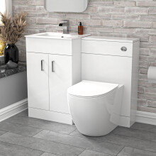 Nes Home 1000mm Freestanding White Slim Basin Vanity & Back To Wall Toilet