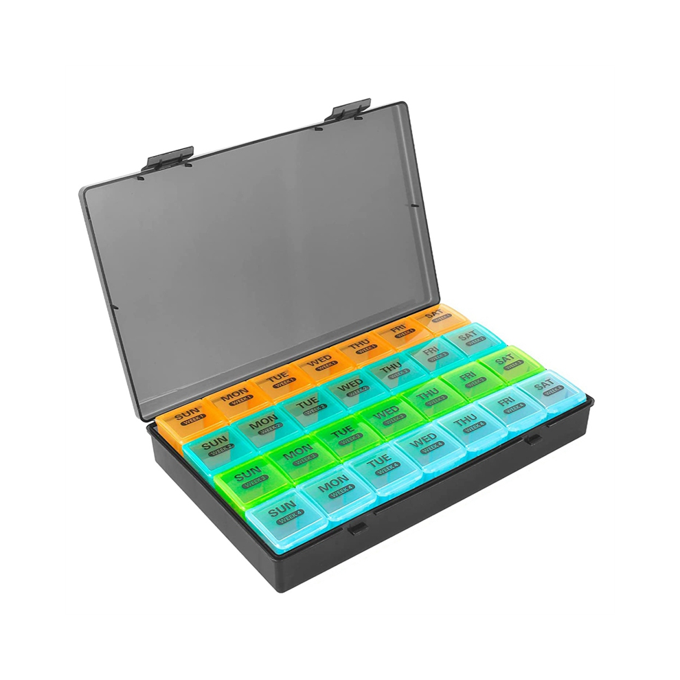 Portapillole Mensile 1 Volta Al Giorno, Con 28 Scomparti, 4 Settimane-image