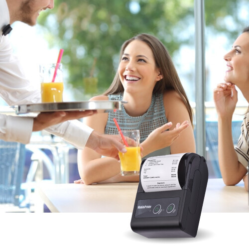 Portable 58mm Wireless BT Thermal Receipt Printer, 203dpi, Black 1