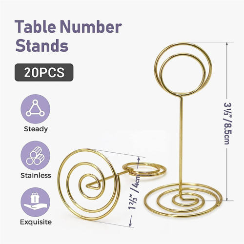 20 peças - Suporte para cartão de lugar de 3,35 polegadas, suporte para números de mesa para casamento B 2