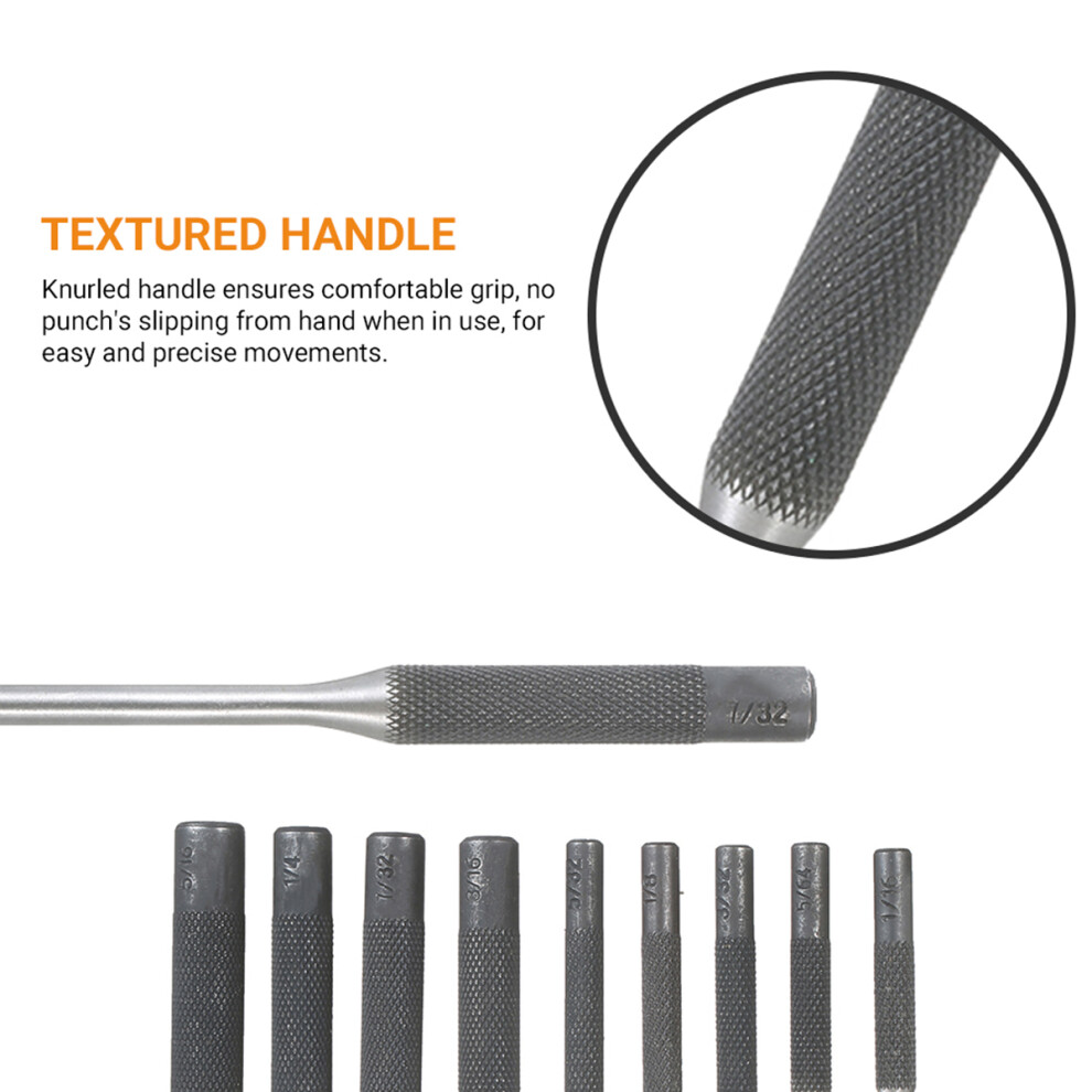 9-Piece Steel Roll Pin Punch Set With Case For Jewelers And Carpenters 6921340701348