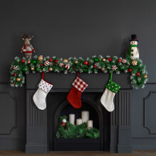 Neo 2m Candy Cane Baubles Garland Festive Foliage Garland Wreath PVC Christmas Decoration