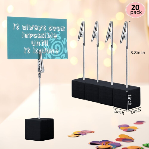 20 pezzi Porta memo con base a cubo e clip a coccodrillo 1