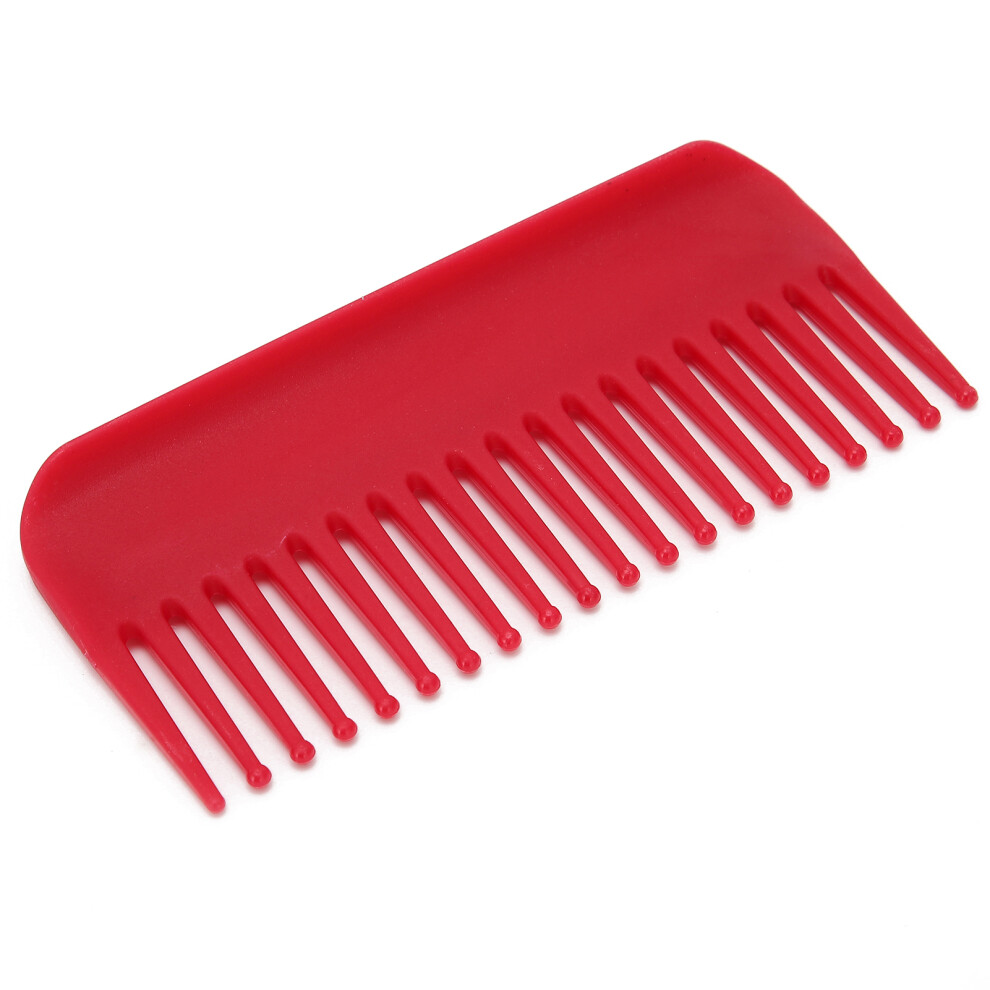 Wide Tooth Plastic Comb for Wet/Dry Hair, 15.3cm, Red