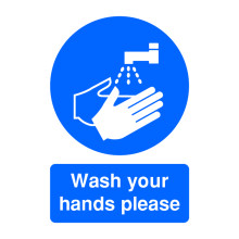 Wash Your Hands Please A5 PVC Safety Sign - MD05851R