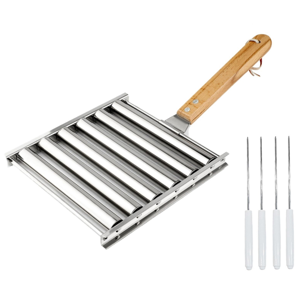 Hotdogroller Met Houten Handvat En 4 Hotdogstokjes-image