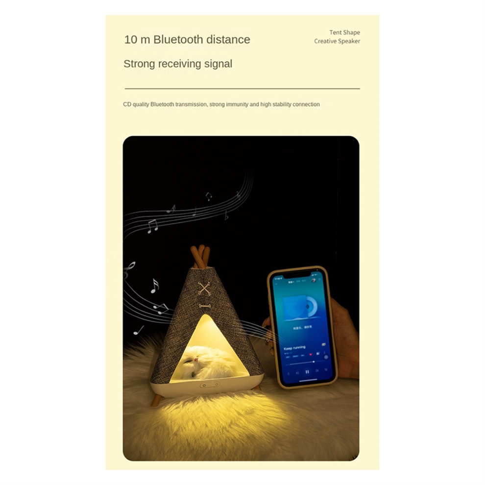 Tentvormige Draadloze Bluetooth-Luidsprekerlamp 2-In-1 Met Verlichting-image