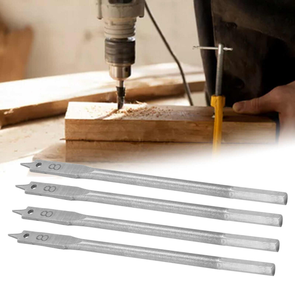 4Pcs High Carbon Steel Spade Drill Bits, 8Mm Woodworking Cutter 7901340705323