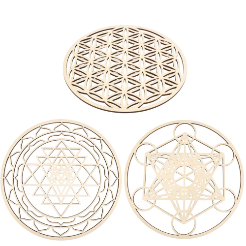 3 ΤΕΜ/Σετ Σετ τοίχου Sacred Geomtry Ξύλινη τέχνη τοίχου, Sacred Geometry 2
