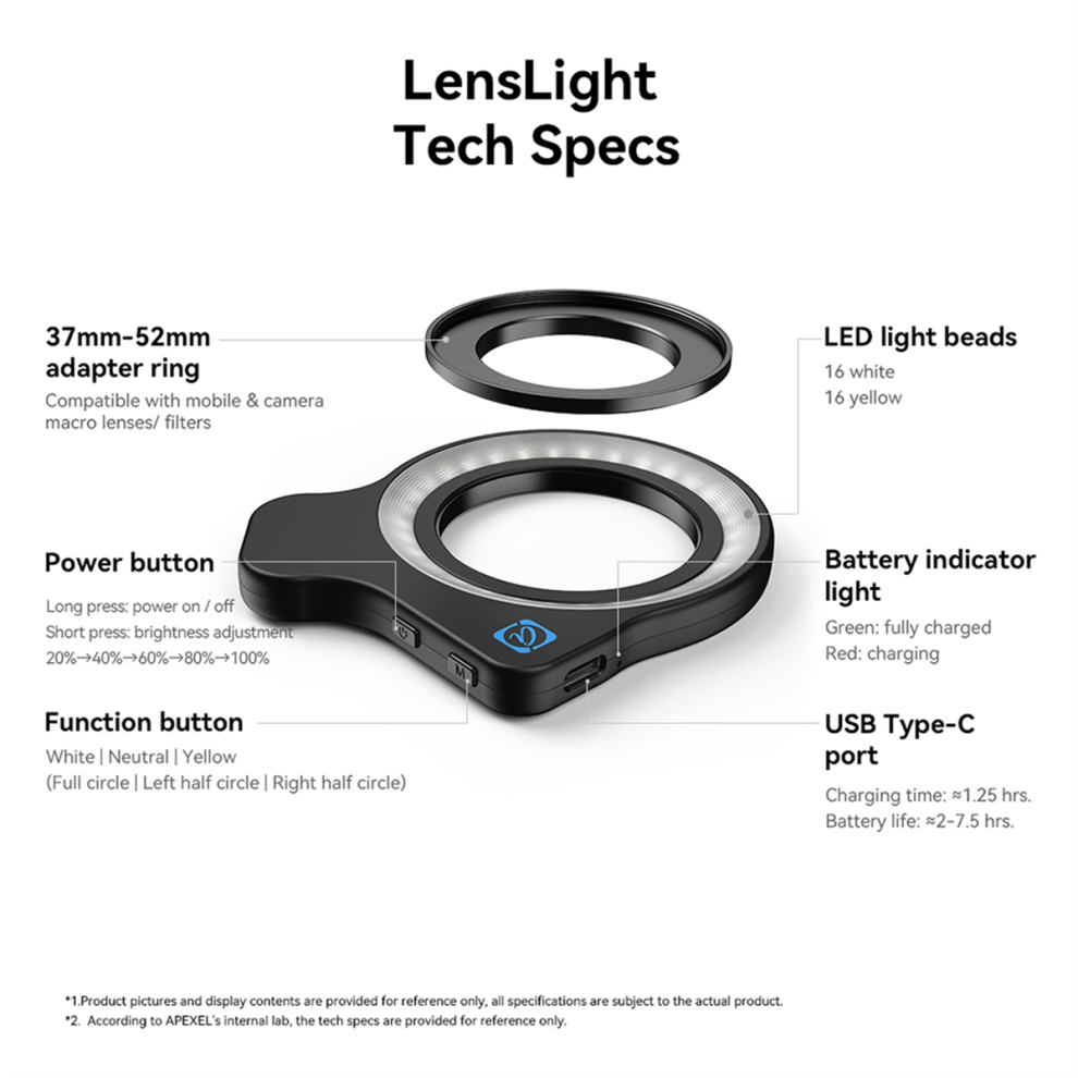 Mini Luce Di Riempimento Portatile Con Clip Per Cellulare E Trucco - 62 LED, Temperatura Colore Regolabile 3000K-7000K, Batteria 1200mAh, Ricarica USB-C