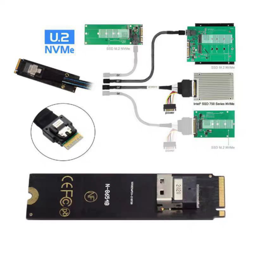 Jimier NGFF M-Key NVME to SFF-8654 Slimline SAS Card Adapter and U.2 U2