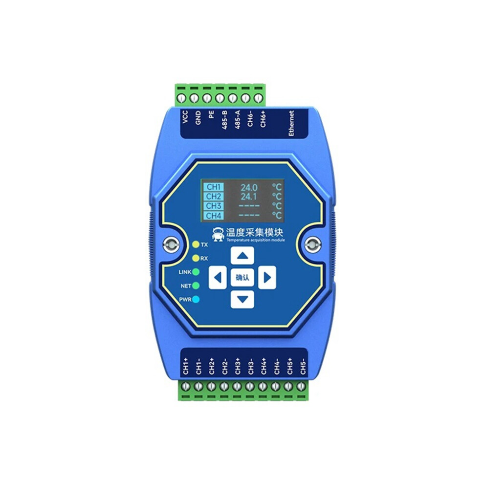 6-Weg Temperatuurregistratiemodule Type K Modbus Thermokoppelingang-image