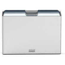 Joseph Joseph Folio Editions 4 piece colour coded Chopping Board Set, slimline case for organised storage, Large - Blue/Grey