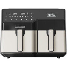 BlackDecker - Friteuse à Air Double 2500W Capacité Totale 9L 8 Programmes Prédéfinis Écran Tactile Digital Température R