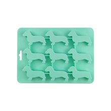 Molde de silicone para biscoitos de chocolate em formato de cubo de gelo em formato de filhote de cachorro Dachshund, verde