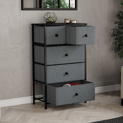 Vida Designs (Grey & Black) Chorley 5 Fabric Drawer Storage Chest 2