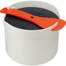 Cuociriso a microonde - Joseph Joseph - 2L - Colore pietra/arancione - Cucchiaio multitasking - 4 persone
