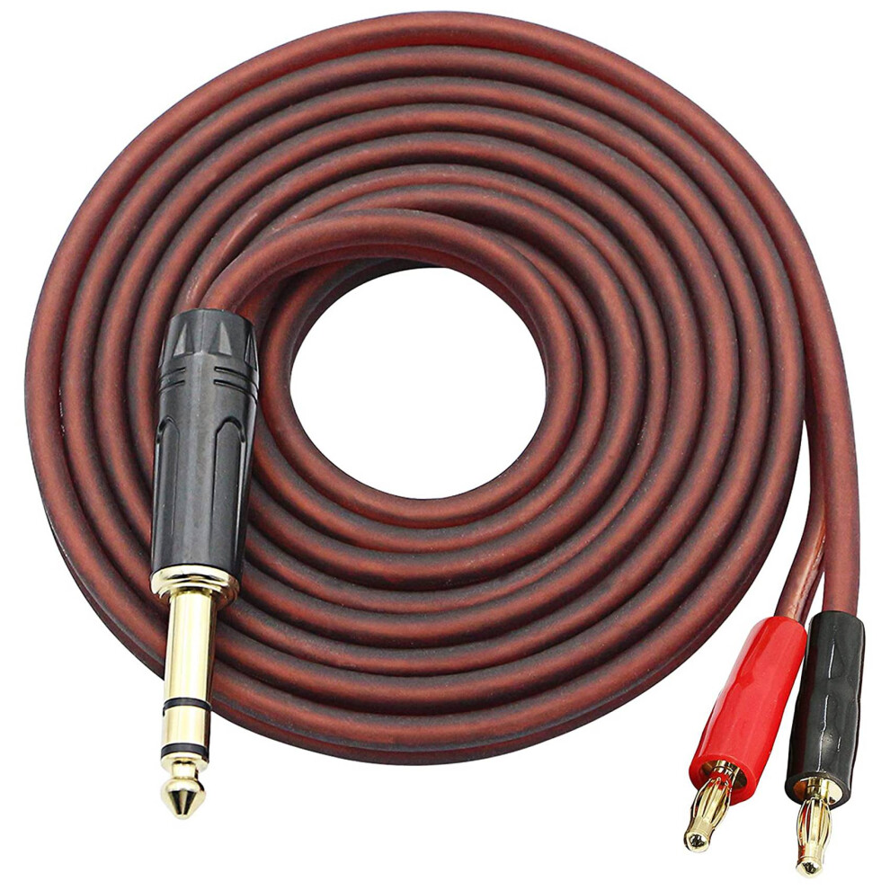 Cable De Altavoz De 6,35 Mm Con Conector Trs De 1/4" A Conector Banana, Altavoz De 6,35 Mm Y 3 Polos-image